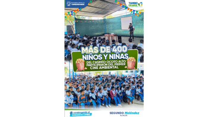 Mas de 400 niñas y niños del caserío Ocoto Alto participaron del primer cine ambiental