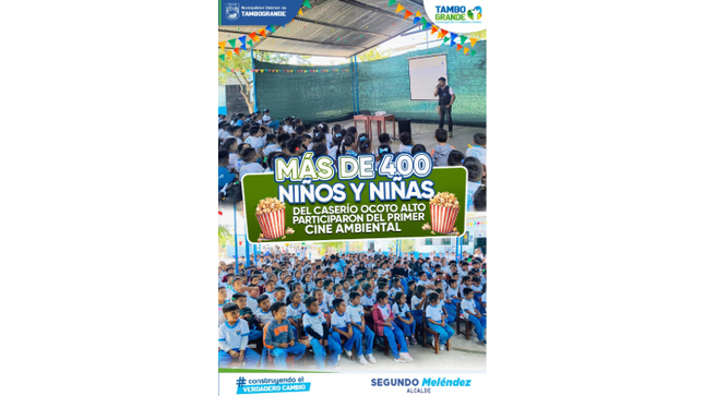 Mas de 400 niñas y niños del caserío Ocoto Alto participaron del primer cine ambiental