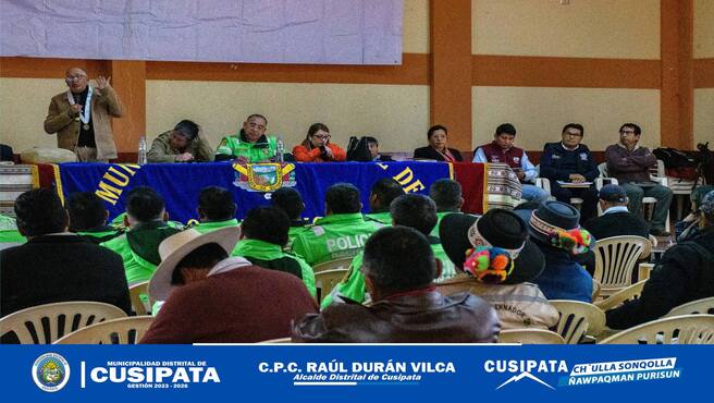 Alcalde del distrito de Cusipata CPC. RaΓΊl Duran Vilca, participaron en la Segunda SesiΓ³n Ordinaria de Seguridad Ciudadana COPROSEC -Quispicanchi