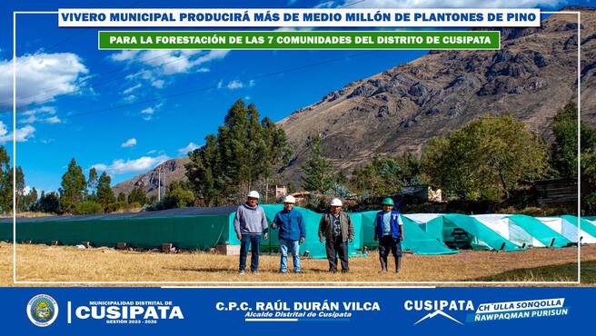 Con el firme propΓ³sito de trabajar en mejorar el ecosistema de nuestras comunidades, la Municipalidad Distrital de Cusipata a travΓ©s de la Sub Gerencia de Medio Ambiente mediante el proyecto.