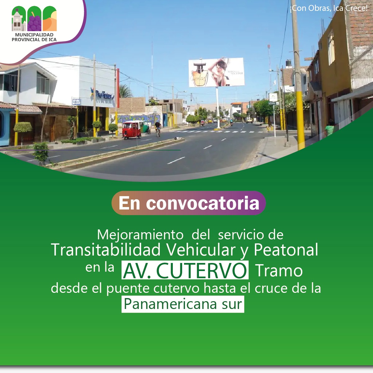 flyer anunciando la obra