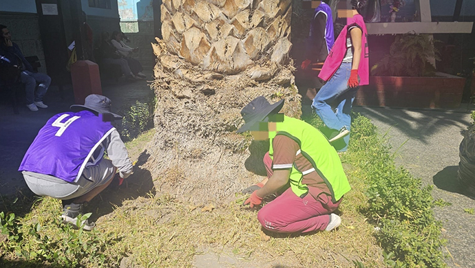 Adolescentes del Programa JJR realizaron labor de mantenimiento de áreas verdes en comisaria de Arequipa