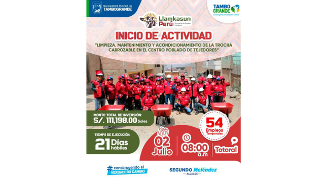 Inicio de actividad en el programa Llamkasun Perú