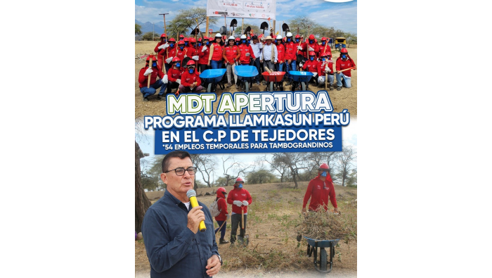 Municipalidad de Tambogrande apertura programa Llamkasun Perú en C.P de Tejedores