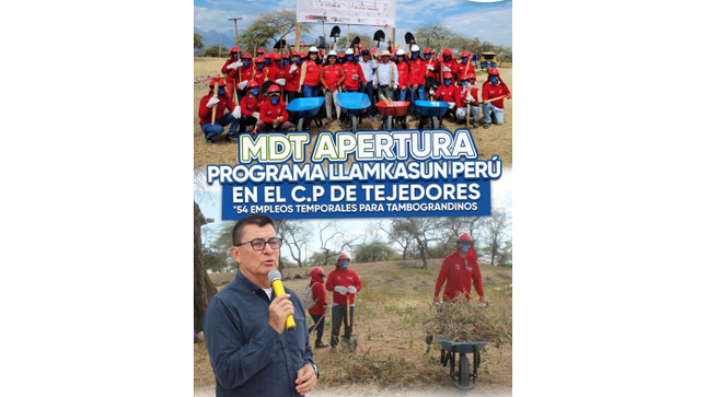 Municipalidad de Tambogrande apertura programa Llamkasun Perú en C.P de Tejedores 