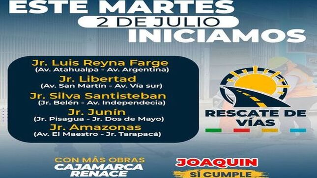 📌La actual gestión municipal liderada por el alcalde Joaquin Ramírez, continúa los trabajos de mantenimiento en diferentes puntos de la ciudad. Conoce aquí las nuevas intervenciones que se realizarán desde hoy martes 2 de julio.