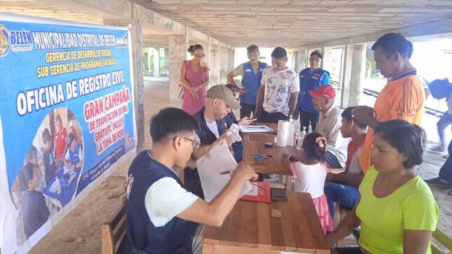 Gran éxito se desarrolló la campaña de DNI gratuito en el Caserío Isla Iquitos