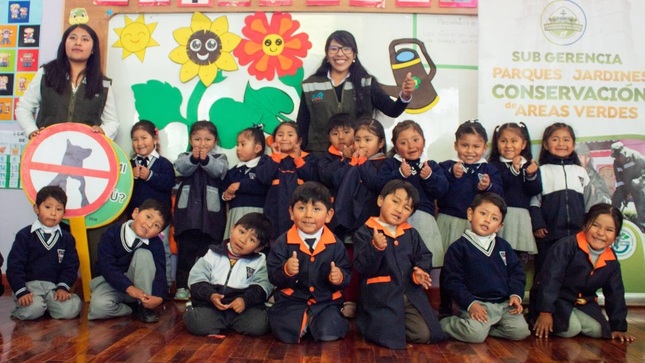 Estudiantes de nivel inicial continúan participando en la campaña ‘Semillitas de oro verde’ en Puno