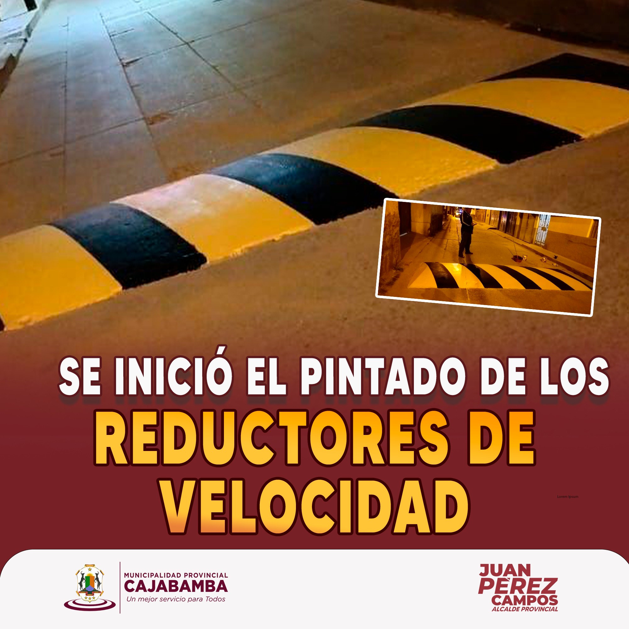 Se inició el pintado de los reductores de velocidad en Cajabamba