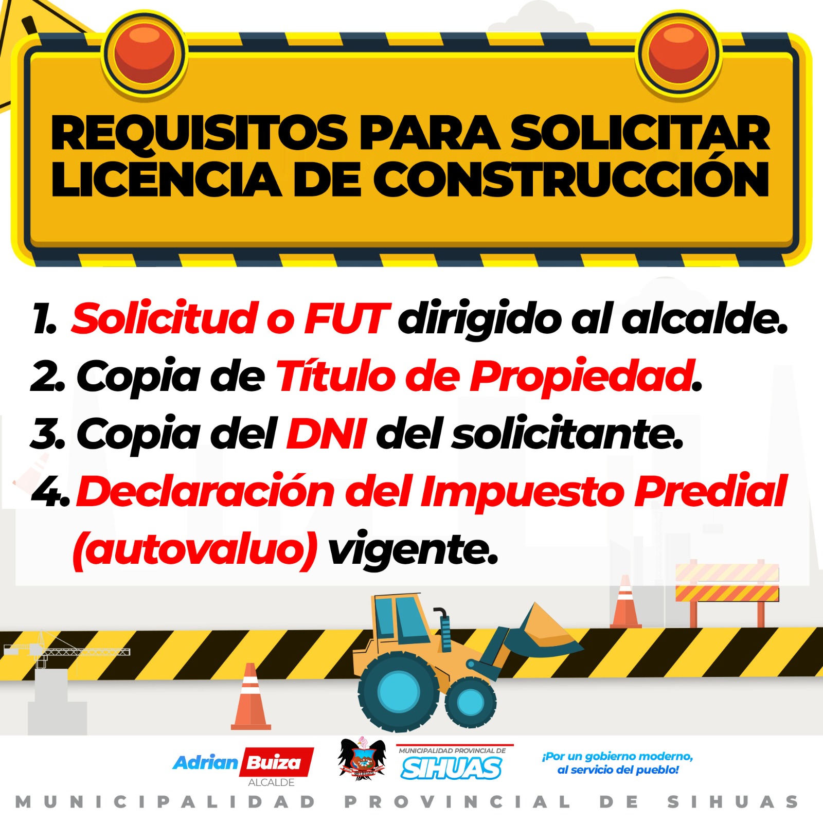 ยก๐๐ง๐๐ก๐๐๐ขฬ๐ก ๐ฉ๐๐๐๐ก๐ข ๐ฆ๐๐๐จ๐๐ฆ๐๐ก๐ข!
La Municipalidad Provincial de Sihuas desea recordarles la importancia de cumplir con las normativas municipales para evitar multas y sanciones innecesarias.
Recuerden que, antes de iniciar cualquier obra en sus propiedades, es imprescindible obtener la licencia de edificaciรณn correspondiente. Asimismo, si necesitan ocupar las vรญas pรบblicas, no olviden solicitar la autorizaciรณn municipal respectiva.
๐๐๐ถ๐๐ฒ๐บ๐ผ๐ ๐๐ฎ๐ป๐ฐ๐ถ๐ผ๐ป๐ฒ๐ ๐ ๐บ๐๐น๐๐ฎ๐, ๐ฝ๐ฒ๐ฟ๐ผ, ๐๐ผ๐ฏ๐ฟ๐ฒ ๐๐ผ๐ฑ๐ผ, ๐ฐ๐๐ถ๐ฑ๐ฒ๐บ๐ผ๐ ๐ป๐๐ฒ๐๐๐ฟ๐ผ๐ ๐ฒ๐๐ฝ๐ฎ๐ฐ๐ถ๐ผ๐ ๐ฝ๐ฬ๐ฏ๐น๐ถ๐ฐ๐ผ๐.
ยกJuntos construyamos un Sihuas ordenado y prรณspero! ยก๐ฆ๐ถ๐ต๐๐ฎ๐, ๐น๐ผ ๐ต๐ฎ๐ฐ๐ฒ๐บ๐ผ๐ ๐๐ผ๐ฑ๐ผ๐!
Asimismo, conoce cuรกles son los ๐ฅ๐๐ค๐จ๐๐ฆ๐๐ง๐ข๐ฆ ๐ฃ๐๐ฅ๐ ๐ฆ๐ข๐๐๐๐๐ง๐๐ฅ ๐๐ ๐๐๐๐๐ก๐๐๐ ๐๐ ๐๐ข๐ก๐ฆ๐ง๐ฅ๐จ๐๐๐๐ขฬ๐ก: