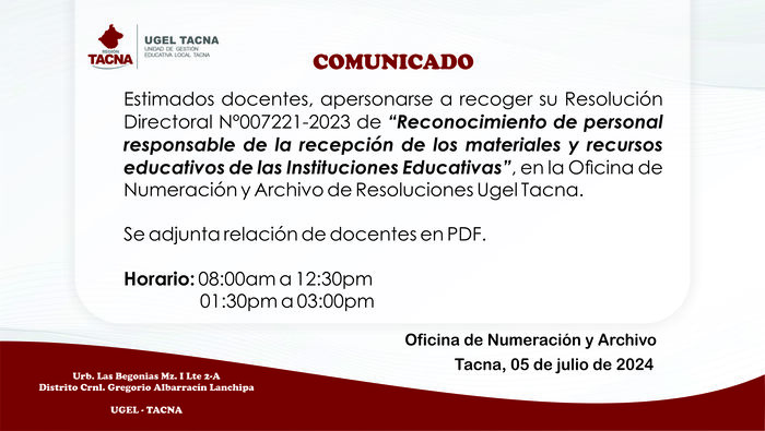 Archivo JPG de comunicado