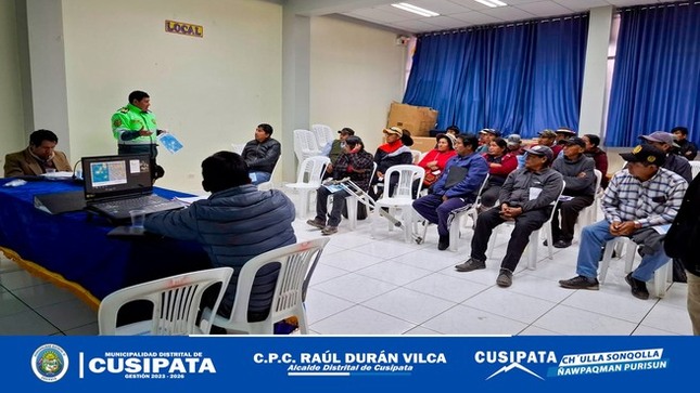 Reunión de socialización para identificar zonas Rígidas y Autorización de los paraderos en el distrito de Cusipata