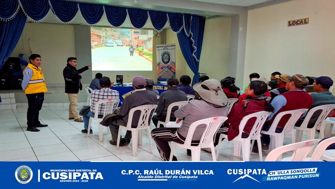 Reuniรณn de socializaciรณn para identificar zonas Rรญgidas y Autorizaciรณn de los paraderos en el distrito de Cusipata