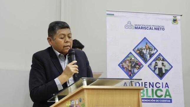La Municipalidad Provincial de Mariscal Nieto llevó a cabo la I Audiencia Pública Municipal de Rendición de Cuentas, en este evento, el Alcalde Provincial de Mariscal Nieto, John Larry Coayla, junto a los funcionarios municipales, presentaron un informe sobre los logros, dificultades y retos de su gestión a la población. 
