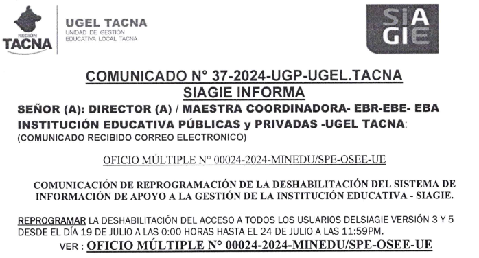 Comunicado N°37 - SIAGIE