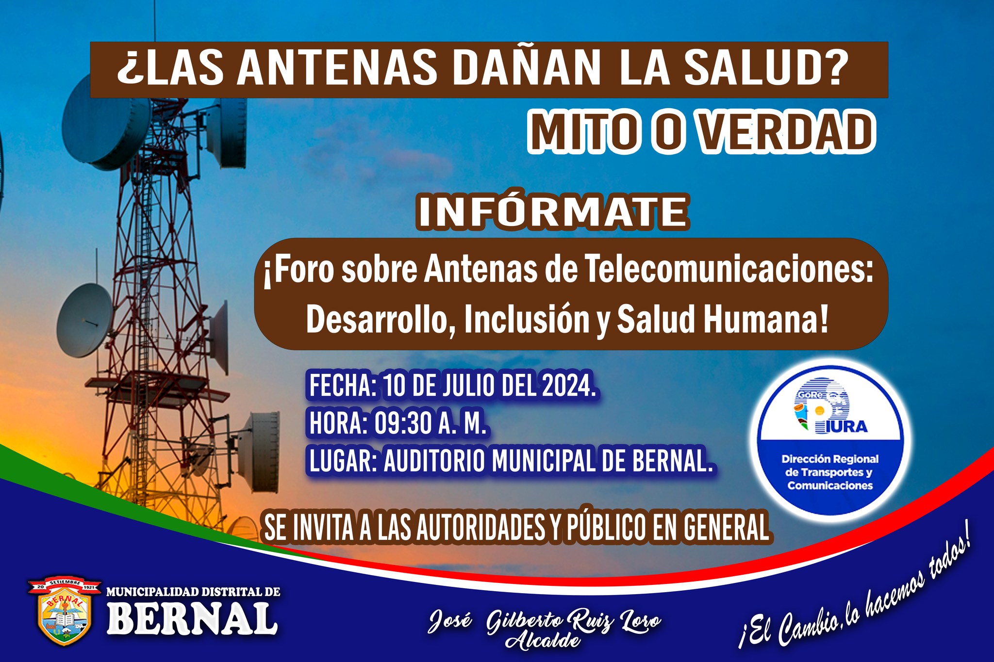 Foro sobre Antenas de Telecomunicaciones: Desarrollo, Inclusión y Salud Humana en Bernal. 