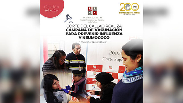 Corte Superior de Justicia del Callao realizó campaña de vacunación para prevenir Influenza y Neumococo