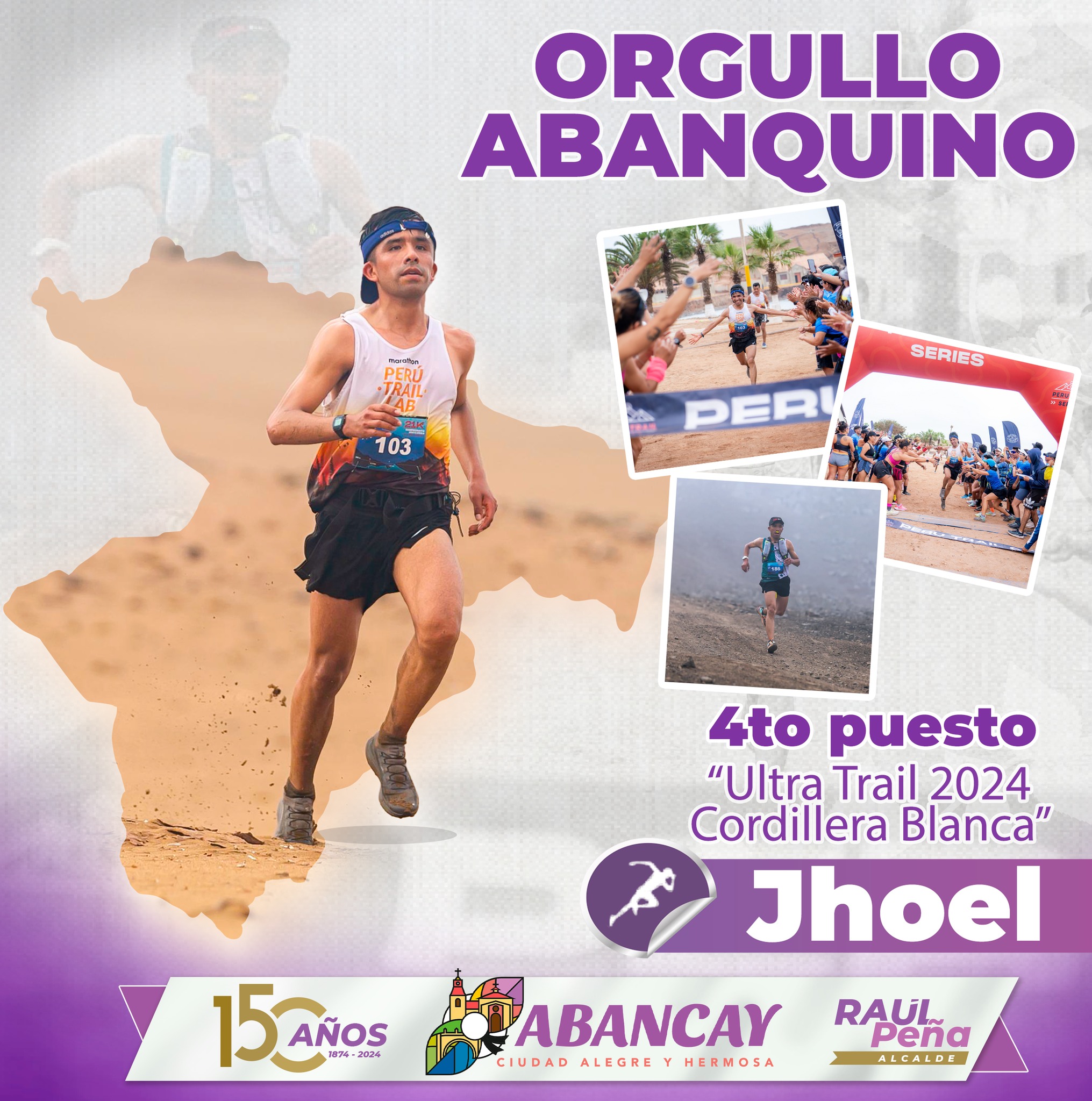 Orgullo Abanquino: Joel Pumacayo Ocupó El Cuarto Lugar En La Competencia Ultra Trail 2024 Cordillera Blanca.