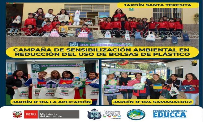 ✅La gerencia de Desarrollo Ambiental, en colaboración con el Programa Municipal EDUCCA, continúan promoviendo prácticas sostenibles a través de campañas de sensibilización en diversas instituciones educativas. Esta iniciativa busca disminuir el consumo de bolsas plásticas y fomentar el uso de bolsas de tela entre los jóvenes.
📌Recientemente, los educadores ambientales visitaron el Jardín Santa Teresita, el Jardín N° 104 La Aplicación y el Jardín N° 024 Samanacruz. Durante estas visitas, se llevaron a cabo actividades educativas y lúdicas que enseñaron a los niños sobre los impactos negativos del uso excesivo de plástico y la importancia de adoptar alternativas ecológicas.