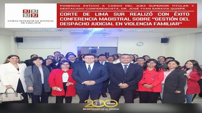 Corte de Lima Sur realizó con éxito Conferencia Magistral sobre “Gestión del Despacho Judicial en Violencia Familiar”