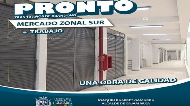 📌La actual gestión municipal, liderada por el alcalde provincial Joaquin Ramírez Gamarra, pondrá en funcionamiento el nuevo, moderno y mejorado Mercado Zonal Sur. Esta importante infraestructura fue abandonada por muchos años, pero ahora estará al servicio de la población. 