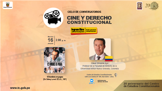 “Doce hombres en pugna” será el tema del conversatorio sobre cine y derecho que organiza el CEC del TC el 16 de julio