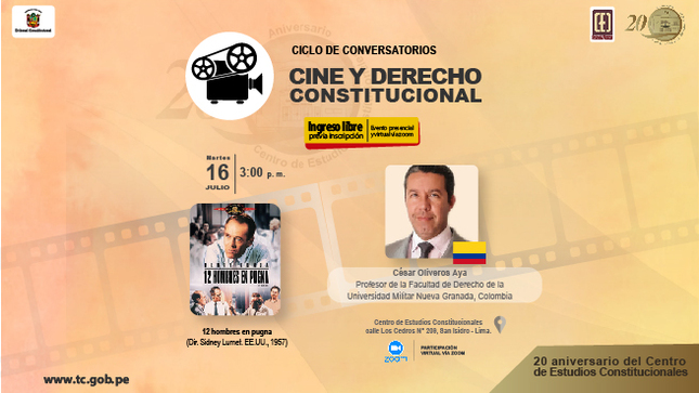 “Doce hombres en pugna” será el tema del conversatorio sobre cine y derecho que organiza el CEC del TC el 16 de julio