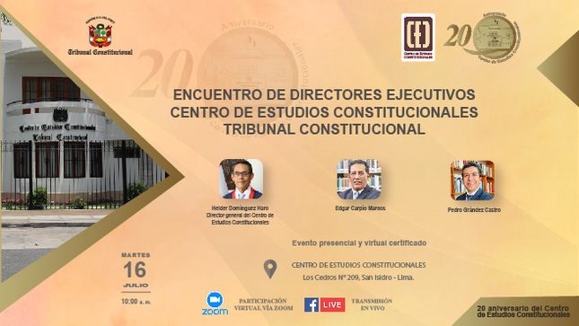 Encuentro de directores ejecutivos del Centro de Estudios Constitucionales del TC se realizará el martes 16 de julio