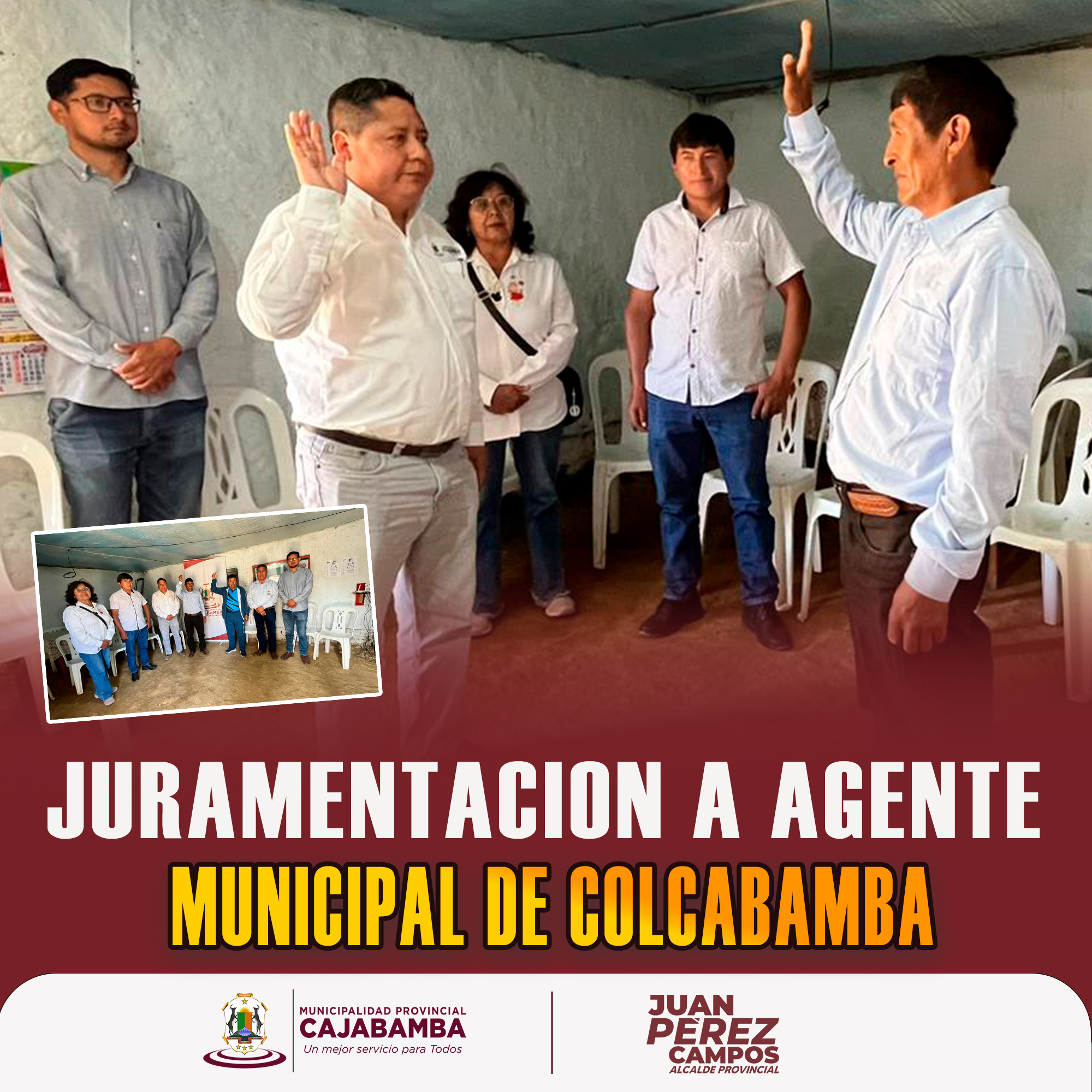 Juramentación del nuevo agente municipal de Colcabamba