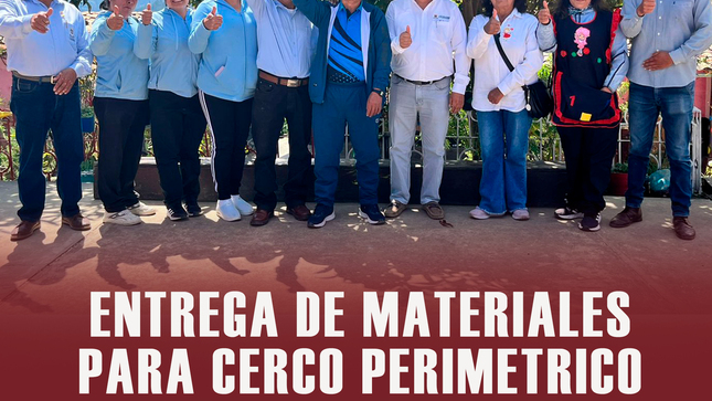 Entrega de materiales para la ejecución del cerco perimétrico en la Institución Educativa Inicial N°141 del C.P. Colcabamba