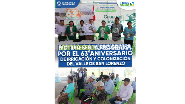 MDT presenta el programa por el 63 aniversario de irrigación y colonización del Valle San Lorenzo