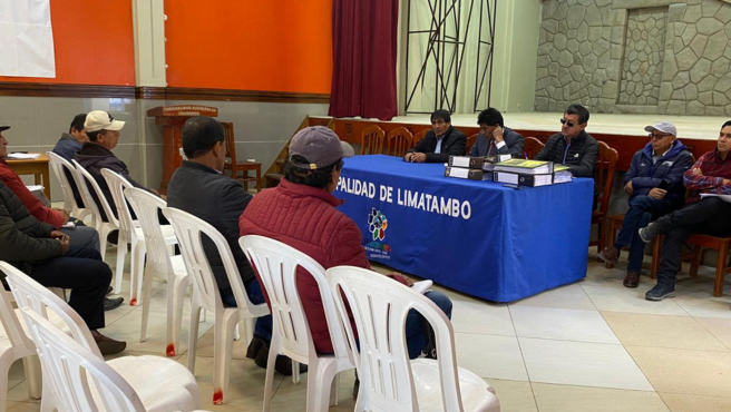 Se reprogramaron actividades en obras del proyecto de riego Limatambo.
CONSEJERO REGIONAL REPRESENTANTE POR ANTA PARTICIPÓ DE LA REUNION DE TRABAJO DEL PROYECTO DE RIEGO LIMATAMBO.
