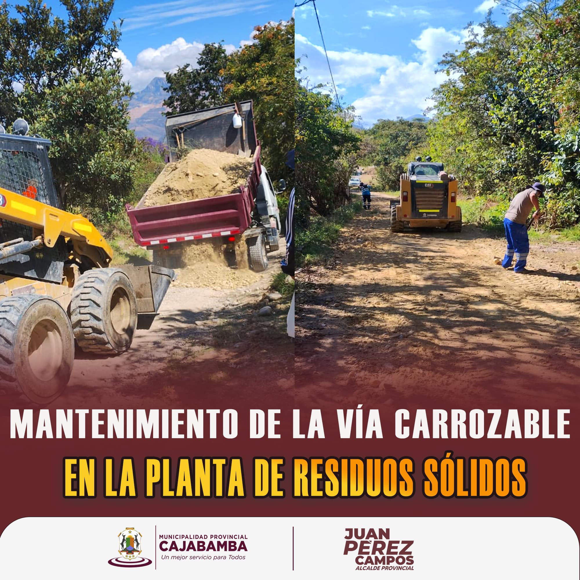 Mantenimiento de la vía carrozable en la planta de residuos sólidos