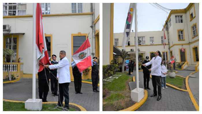 En este acto cívico patriótico acompañaron al director general los directores de línea, jefes de Departamentos y Servicios, personal médico asistencial y administrativo.