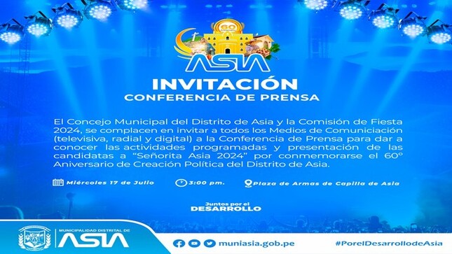 #Feliz60AniversarioAsia
#MunicipalidadDistritalDeAsia
#IsaiasAlcantaraAlcaldedeAsia