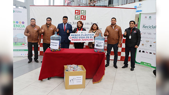 Comisión de Ecoeficiencia de la Corte Superior de Justicia del Callao puso en marcha la campaña de reciclaje de botellas y chapas de plástico