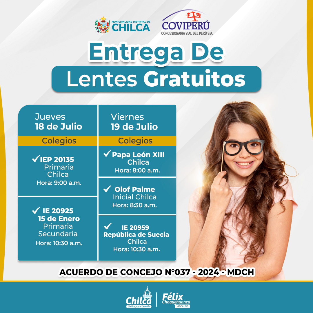 Cronograma de entrega de lentes en Instituciones Educativas.