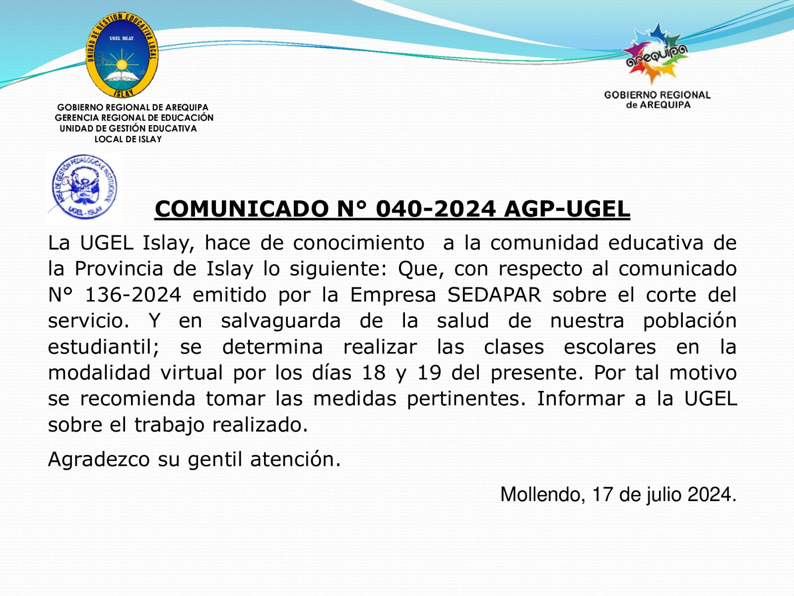 Comunicado Nº 040-2024_AGP-UGEL