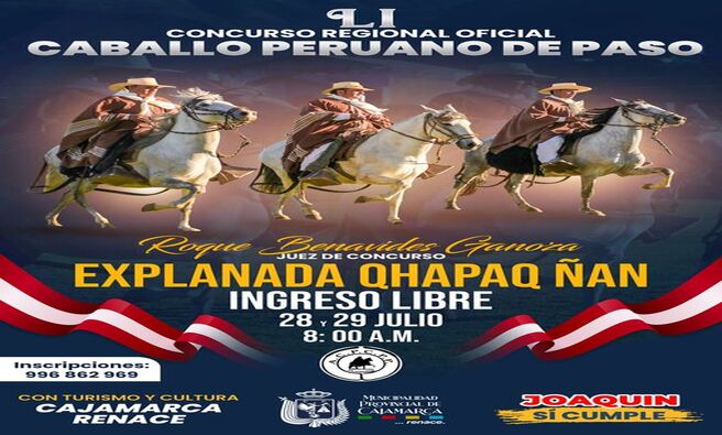 Β‘Ven y descubre la magia de Cajamarca en la I Expo Cajamarca Renace! Conoce aquΓ todas las actividades y sus horarios. π€©
π
Fecha: 26 al 29 de julio
π Lugar: Explanada Qhapaq Γan