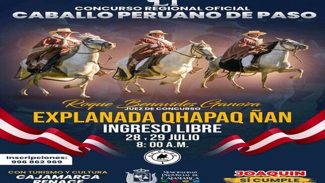 ¡Ven y descubre la magia de Cajamarca en la I Expo Cajamarca Renace! Conoce aquí todas las actividades y sus horarios. 🤩
📅 Fecha: 26 al 29 de julio
📍 Lugar: Explanada Qhapaq Ñan
