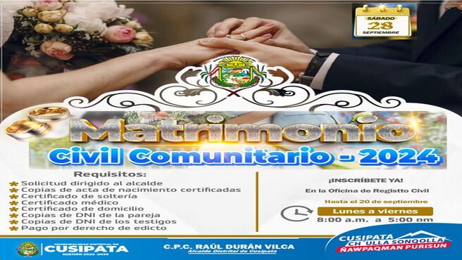 Invitaciรณn a Matrimonio Civil Comunitario 2024