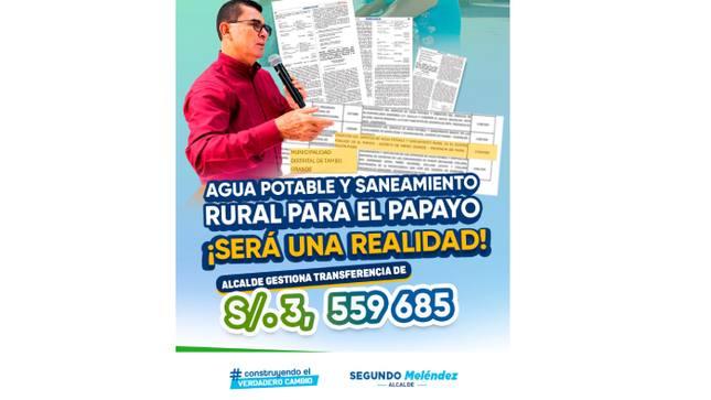 𝐌𝐃𝐓 logro transferencia de inversión para hacer realidad agua y saneamiento rural para el Papayo