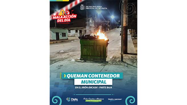 Queman contenedor municipal