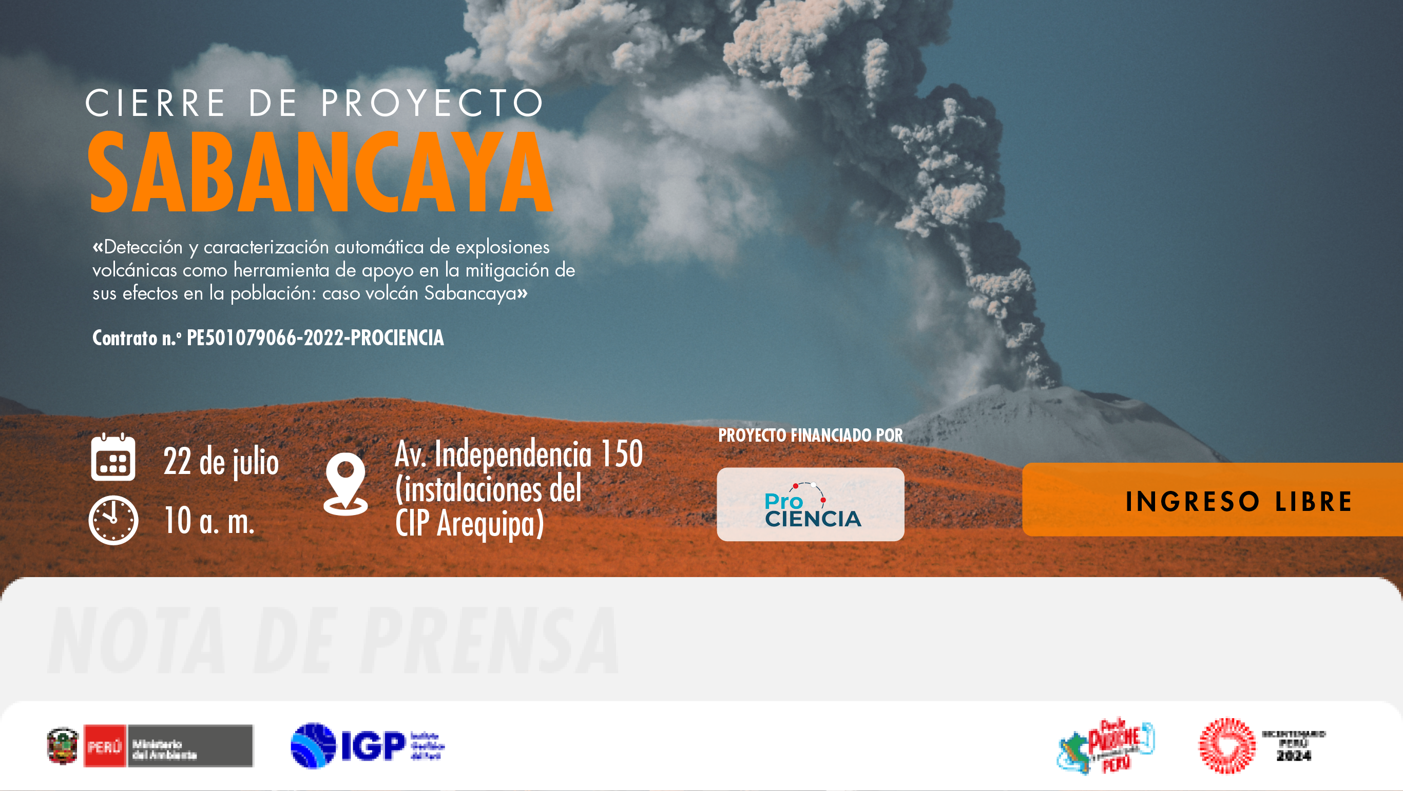 Innovación en monitoreo volcánico: IGP presentará resultados de proyecto científico sobre el volcán Sabancaya