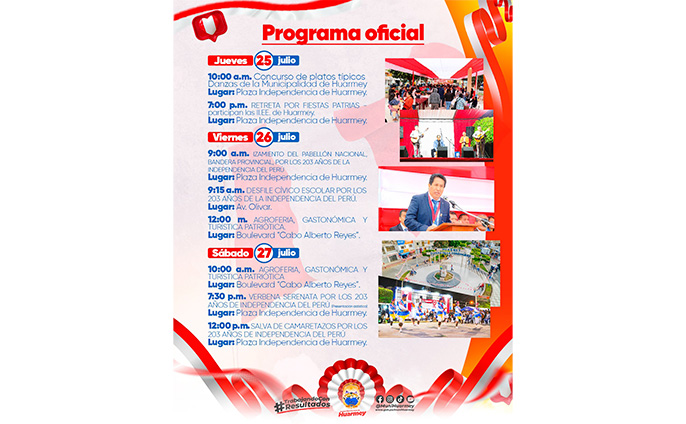 Programa oficial por Fiestas Patrias.