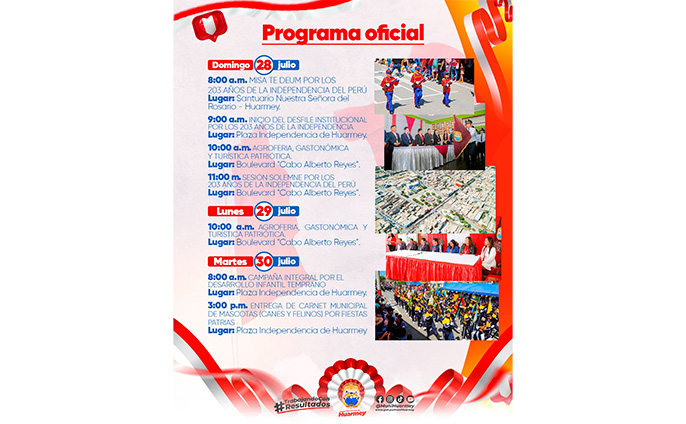 Programa oficial por Fiestas Patrias.