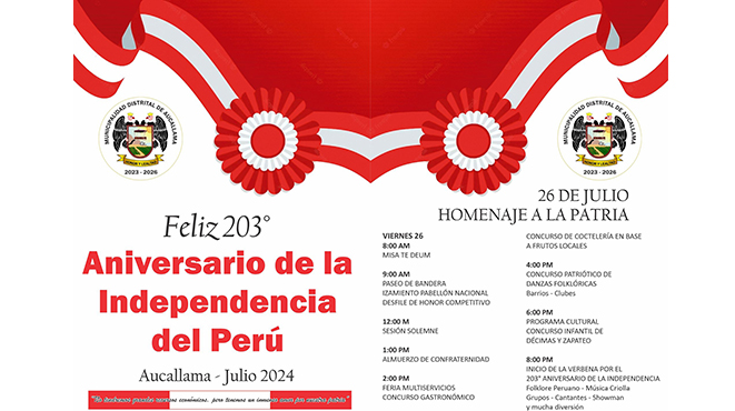 Aucallama Rinde Homenaje a la Patria en el 203° Aniversario de Nuestra Independencia