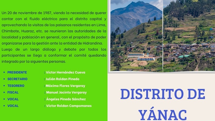 Relación del comité pro electrificación del distrito de Yanac.