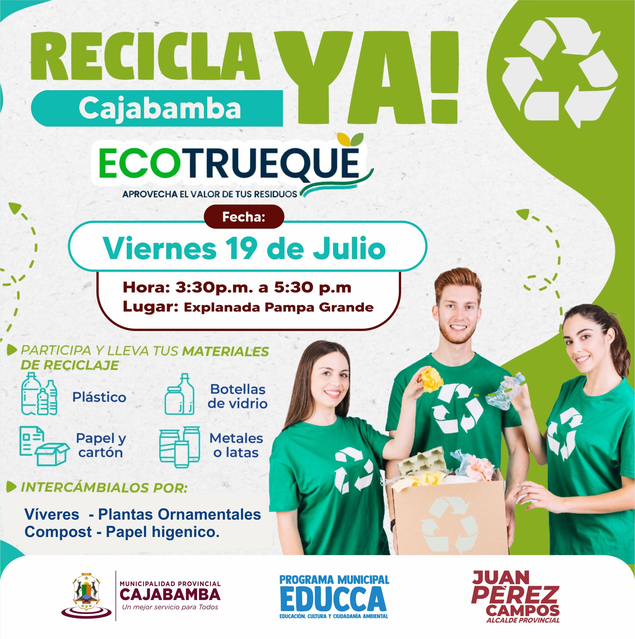 Vecino, vecina Participa hoy del último día de la Campaña de reciclaje “ECOTRUEQUE”