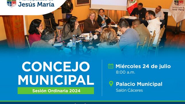 📣 Conéctate a la transmisión en vivo de la Sesión Ordinaria de nuestro Concejo Municipal, este miércoles 24 de julio a las 🕖 8:00 a.m.